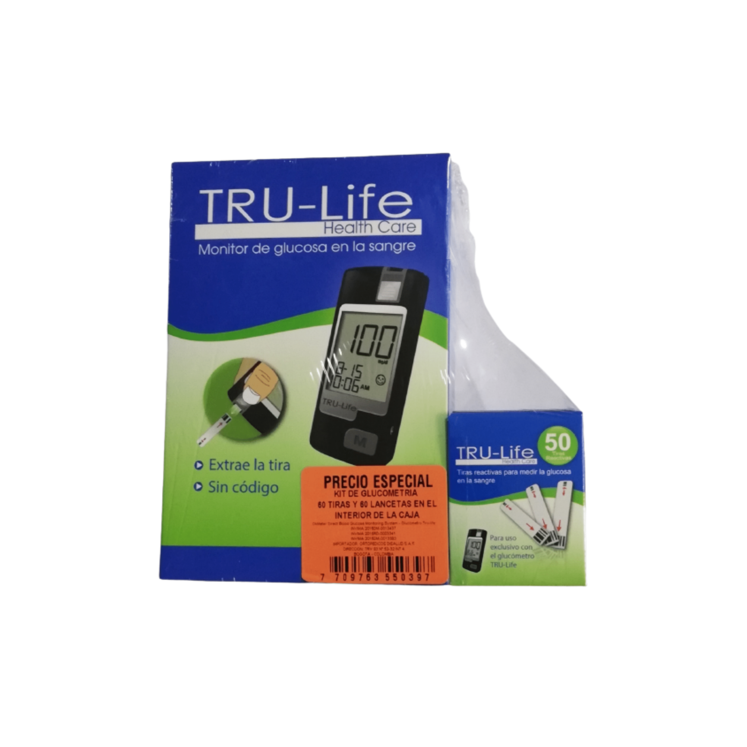 KIT GLUCOMETRÍA TRU-LIFE + 60 TIRAS + 60 LANCETAS